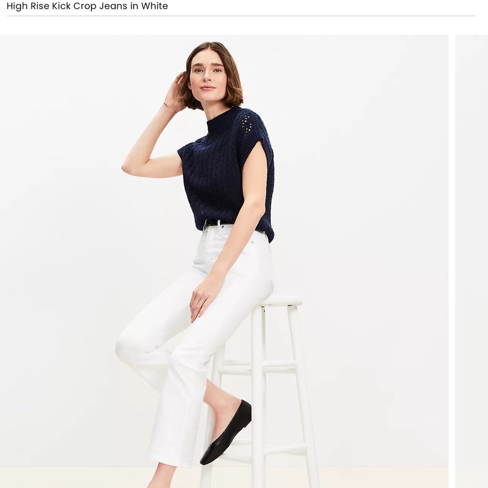 Loft kick crop white jeans